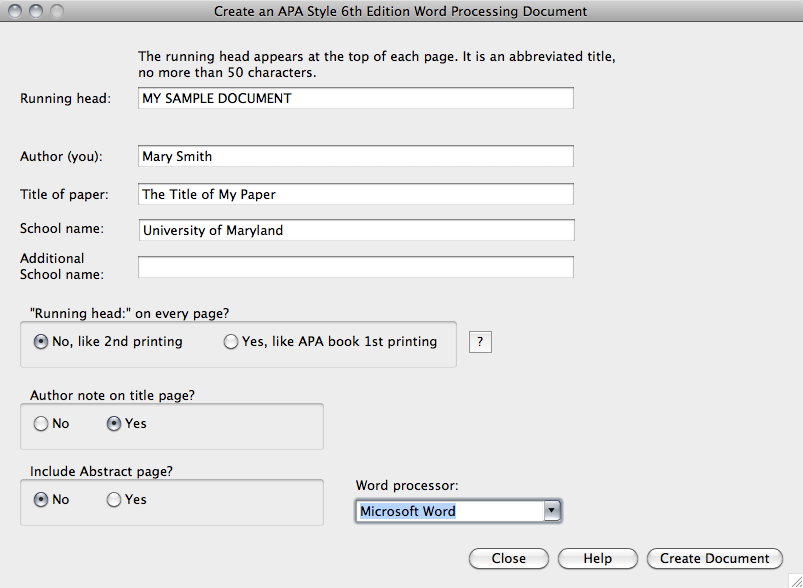 apa format for mac pages